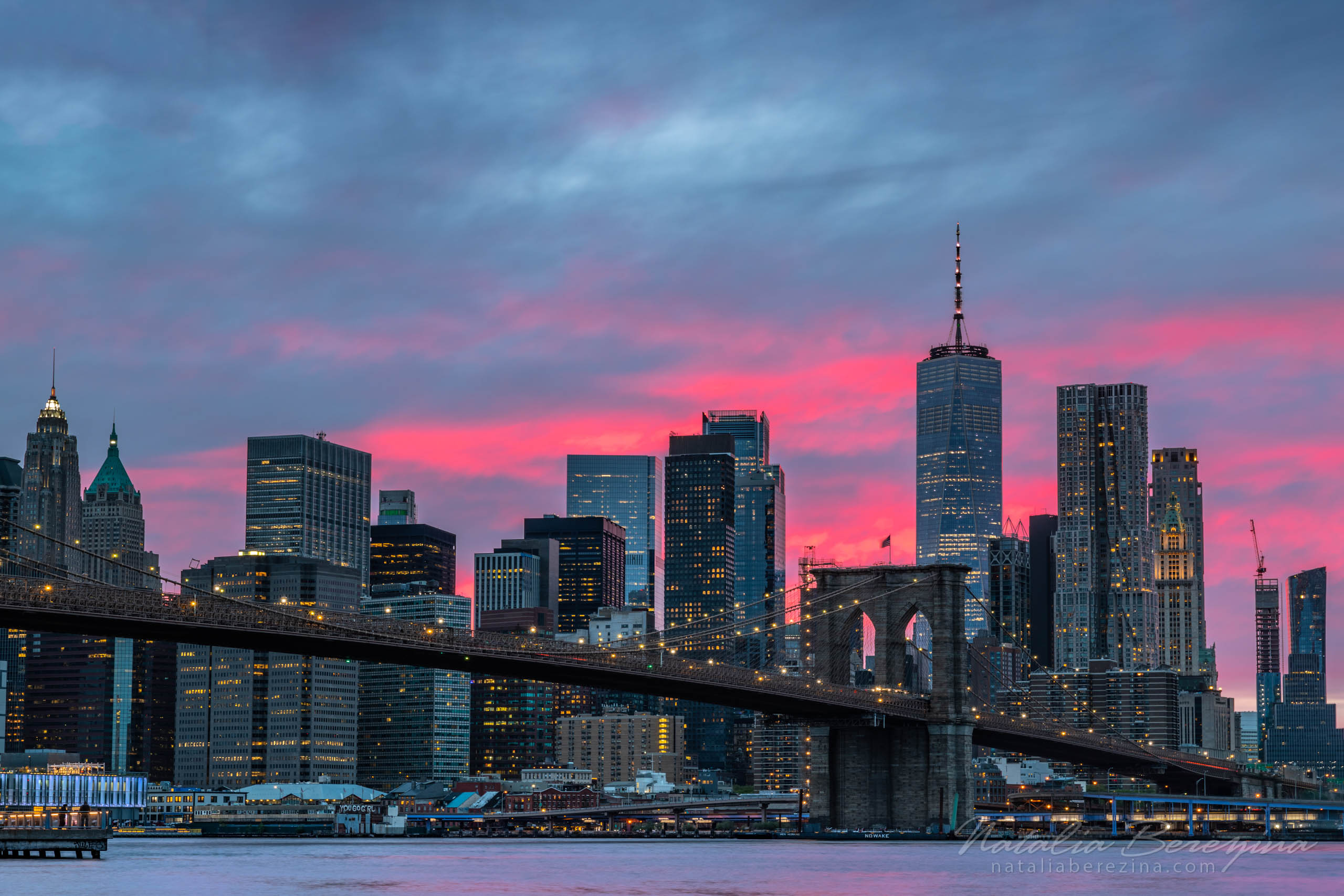 cityscape, bridge, night time, pink NYC-NB7B6A7062 - New York, USA - Natalia Berezina Photography