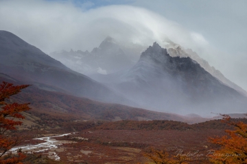 Patagonia,-Argentina,-landscape,-mountains,-snow,-cloud,-orange