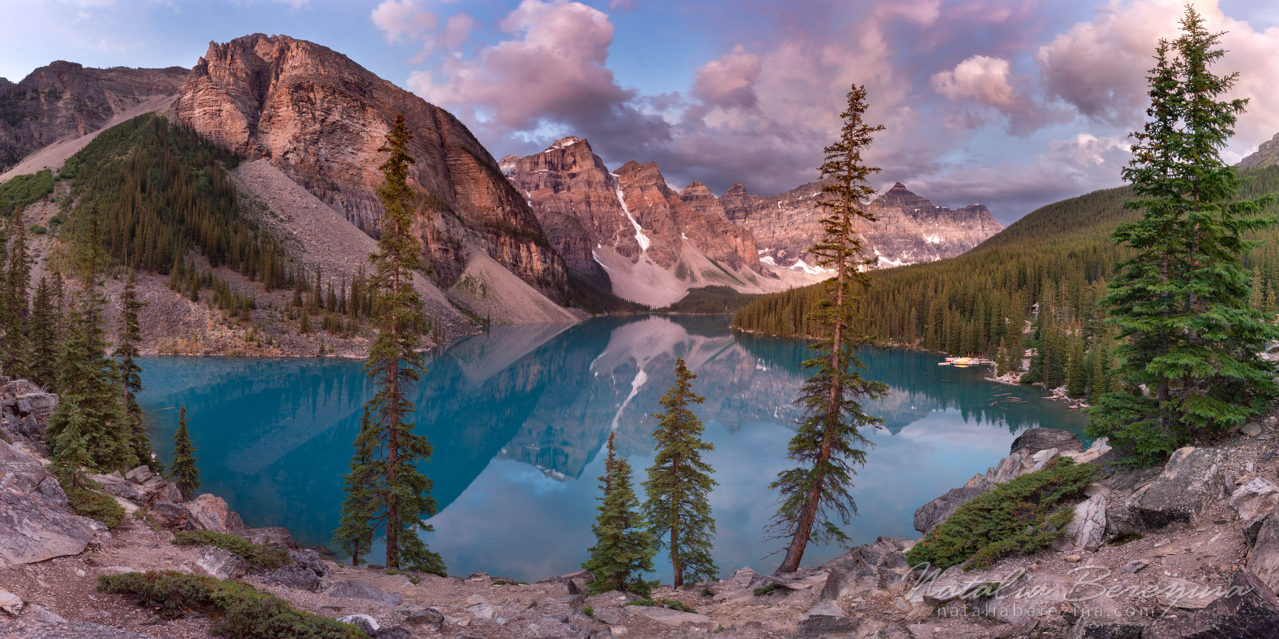 Canada, Rocky Mountains, cloud, sky, reflection, pink, 2x1 CA1-NBDK1U7801-P - Rocky Mountain, Canada - Natalia Berezina Photography