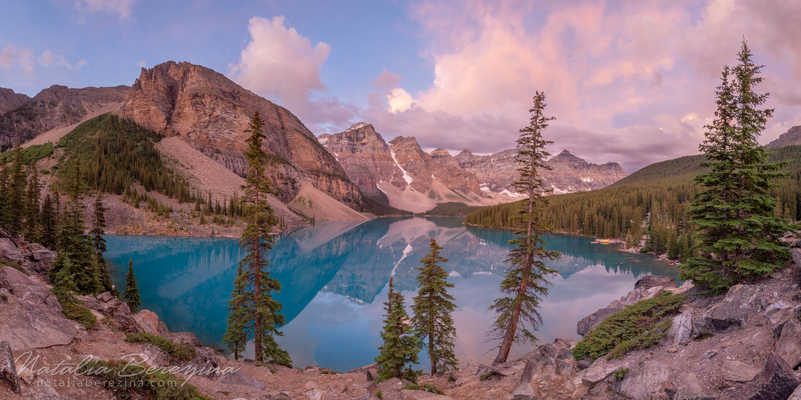 Canada, Rocky Mountains, cloud, sky, reflection, pink, 2x1 CA1-NBDK1U7816-P - Rocky Mountain, Canada - Natalia Berezina Photography