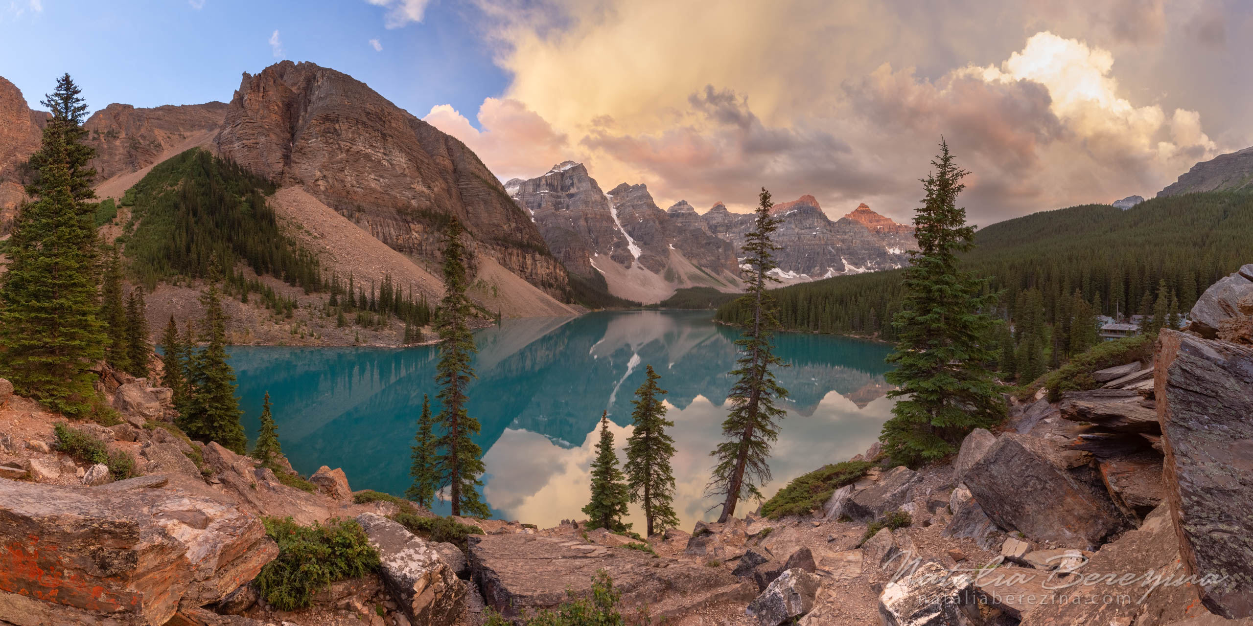 Canada, Rocky Mountains, cloud, sky, reflection, gold, 2x1 CA1-NBDK1U7835-P - Rocky Mountain, Canada - Natalia Berezina Photography