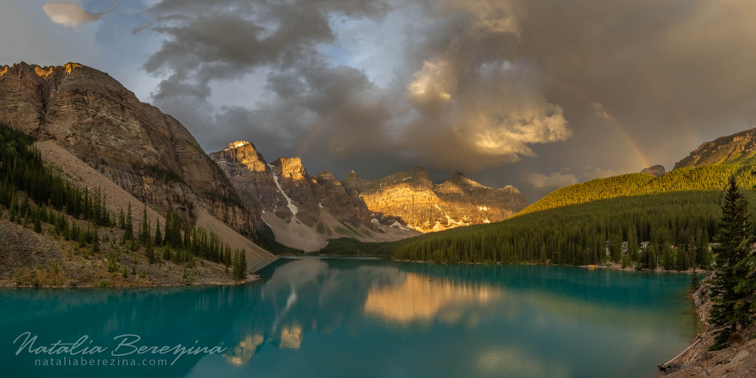 Canada, Rocky Mountains, cloud, sky, reflection, gold, rainbow, 2x1 CA1-NBDK1U7873-P - Rocky Mountain, Canada - Natalia Berezina Photography
