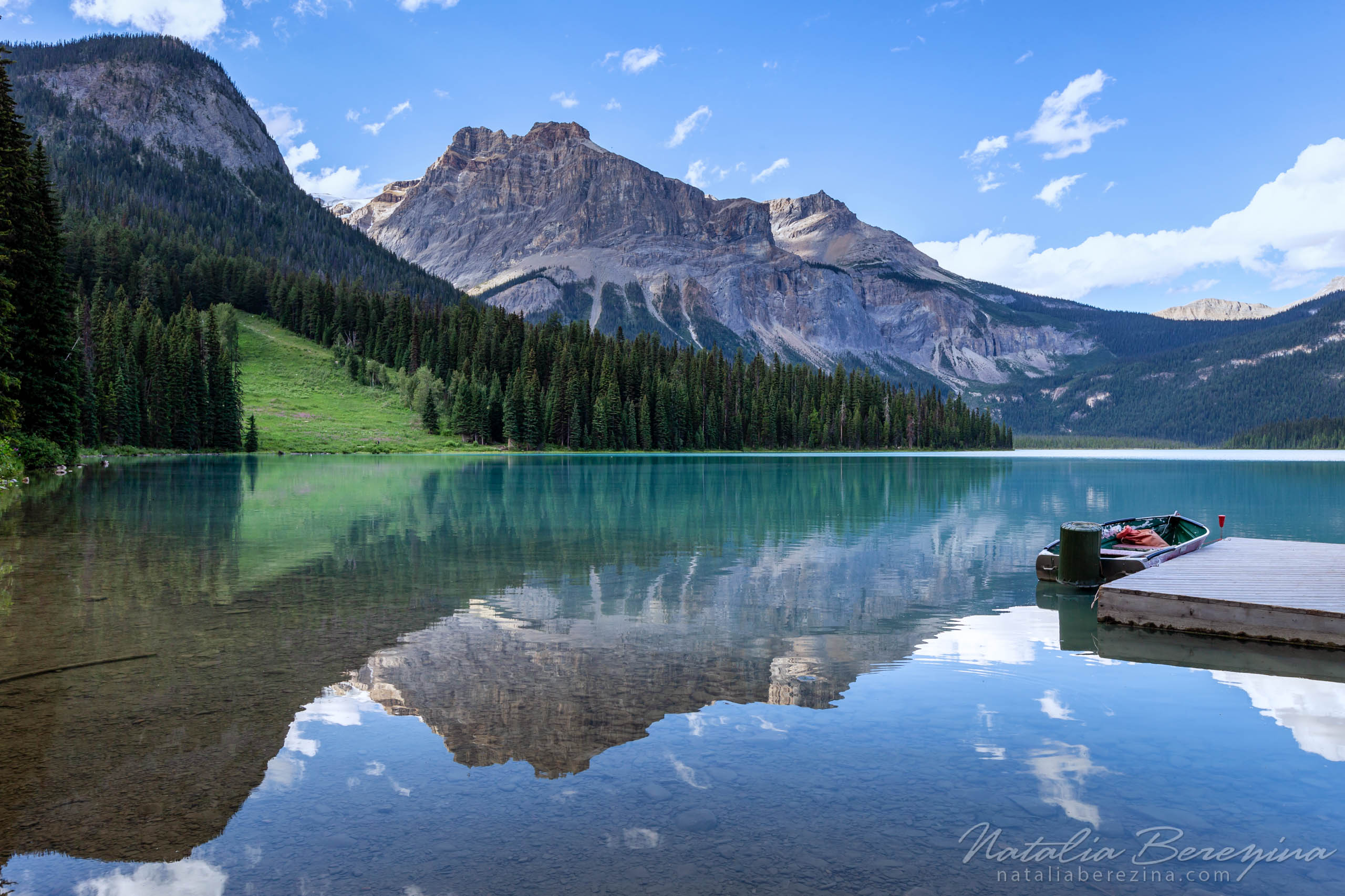 Canada, Rocky Mountains, sky, reflection, boat CA1-NBDK1U7976 - Rocky Mountain, Canada - Natalia Berezina Photography