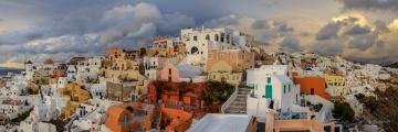 Santorini-(Thira),-Cyclades,-Greece,-cityscape,-sunset,-chapel,-mill,-clouds,-mill,-3x1